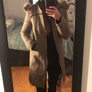 Soia and Kyo Brown Wool Fall Jacket with Real Fur